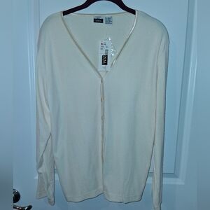 NWT NEW Cignal Ivory Cream Cardigan Sweater / Top / Jacket Lady's Large & XL